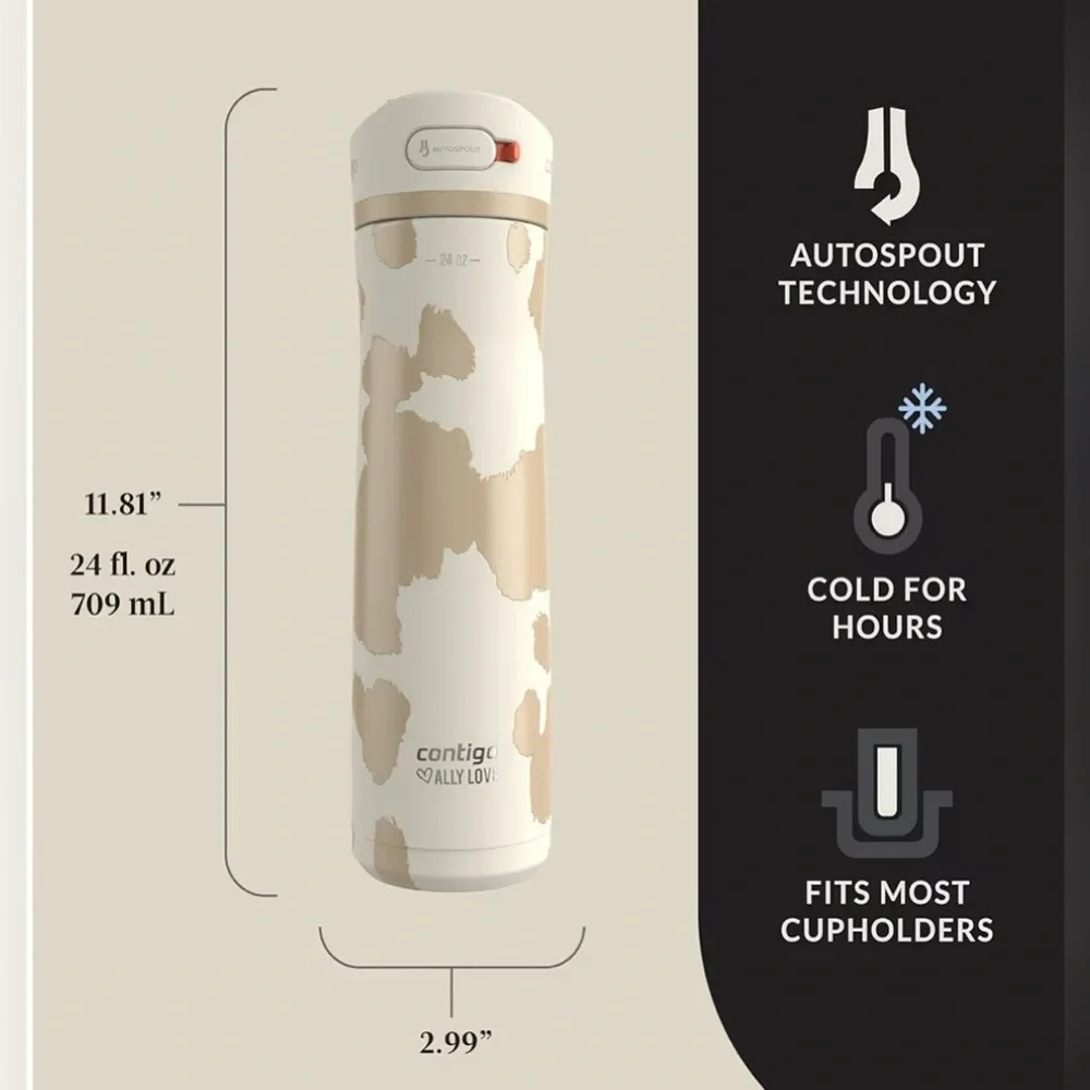 Contigo Ally Love Stainless Water Bottle in Oatmilk - Picture 2 of 4